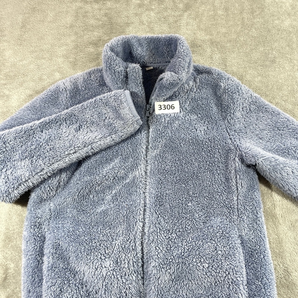 Uniqlo Fleece Jacket Womens S Blue Fluffy Yarn Full Zip Mock Neck 241-408699